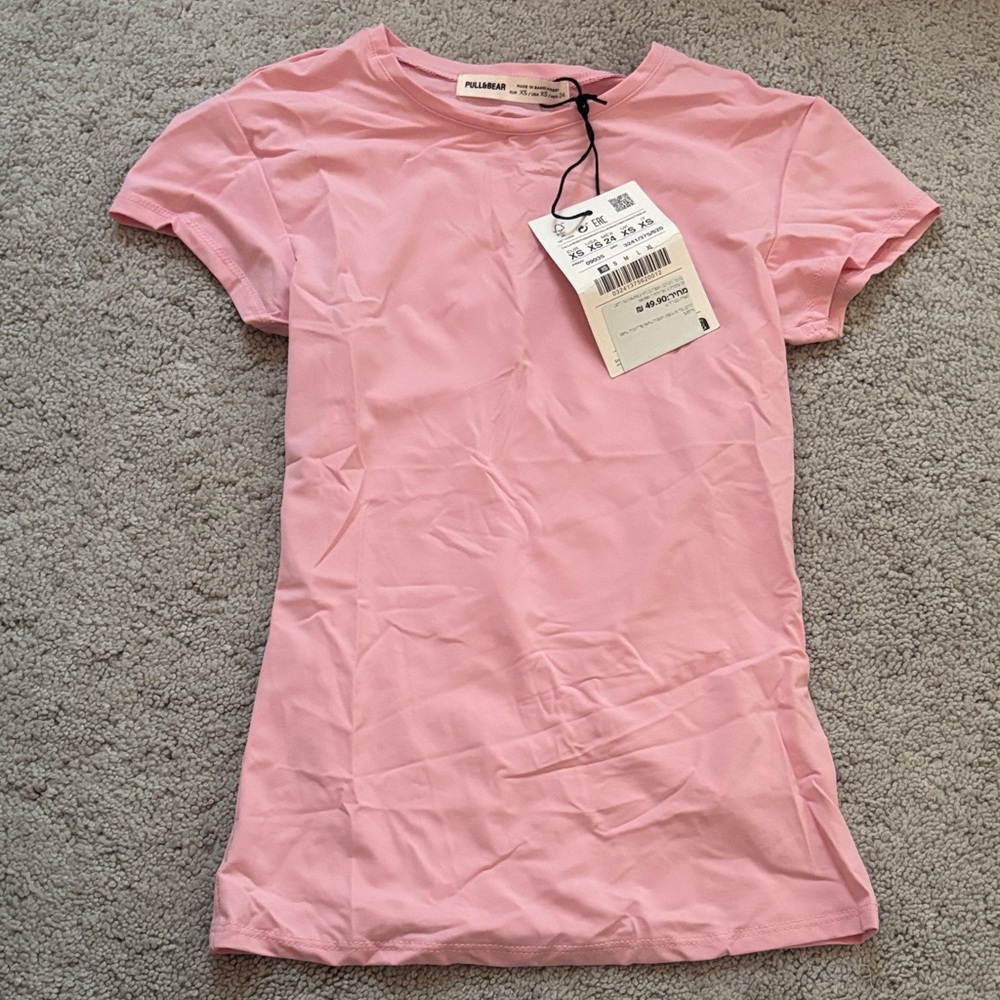 Pull&Bear Light Pink Short Sleeve Crew Tee